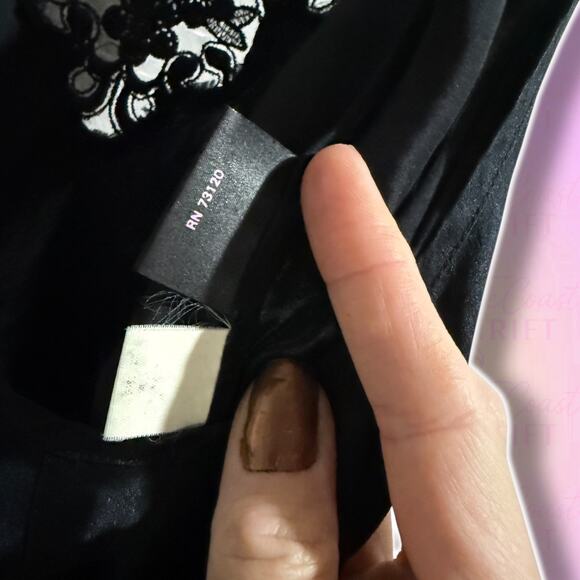 Frederick’s Black Satin Beaded Mesh Slip Dress 90s - XS/S - Picture 7 of 7